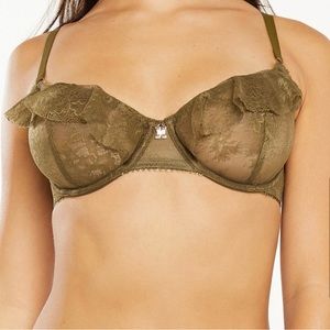 Savage x Fenty by Rihanna Chantilly Lace olive green ruffle 36 B bra